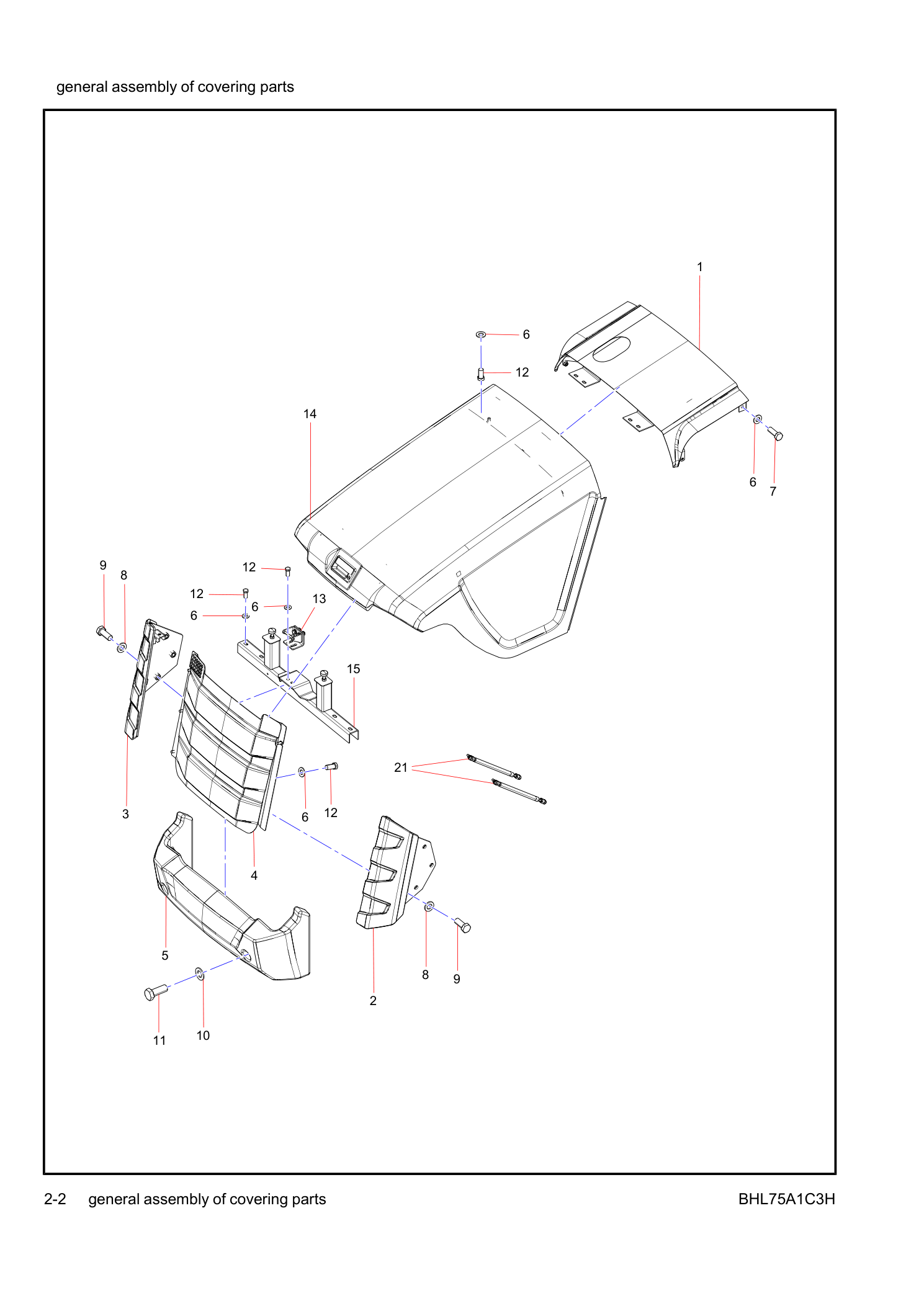 general assembly of covering parts Diagram