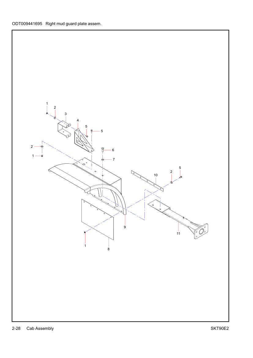 Right mud guard plate assem.