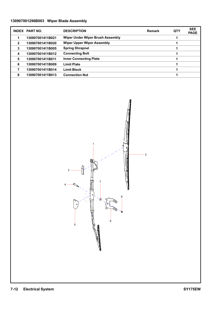 130907001296B003 Wiper Blade Assembly