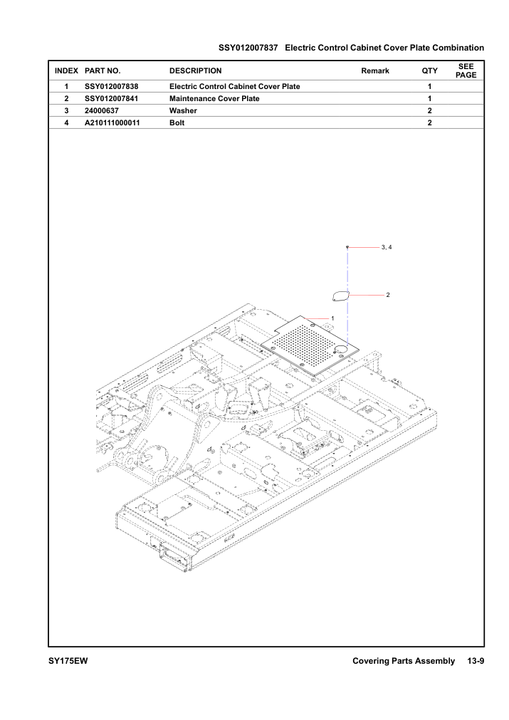 SSY012007837 Electric Control Cabinet Cover Plate Combination