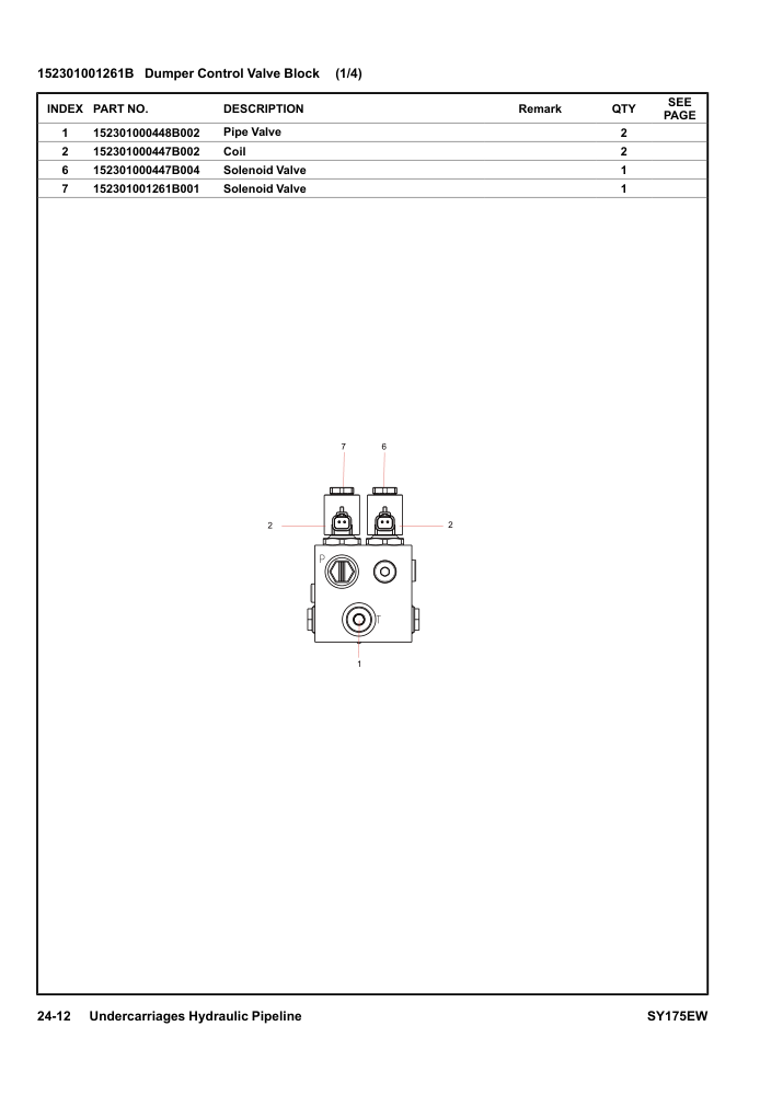 152301001261B Dumper Control Valve Block