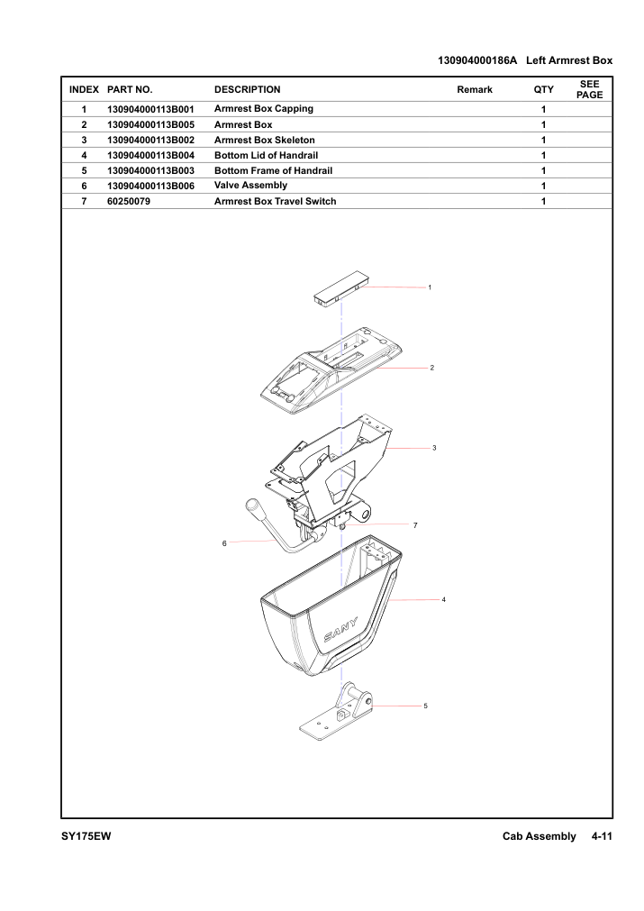 130904000186A Left Armrest Box