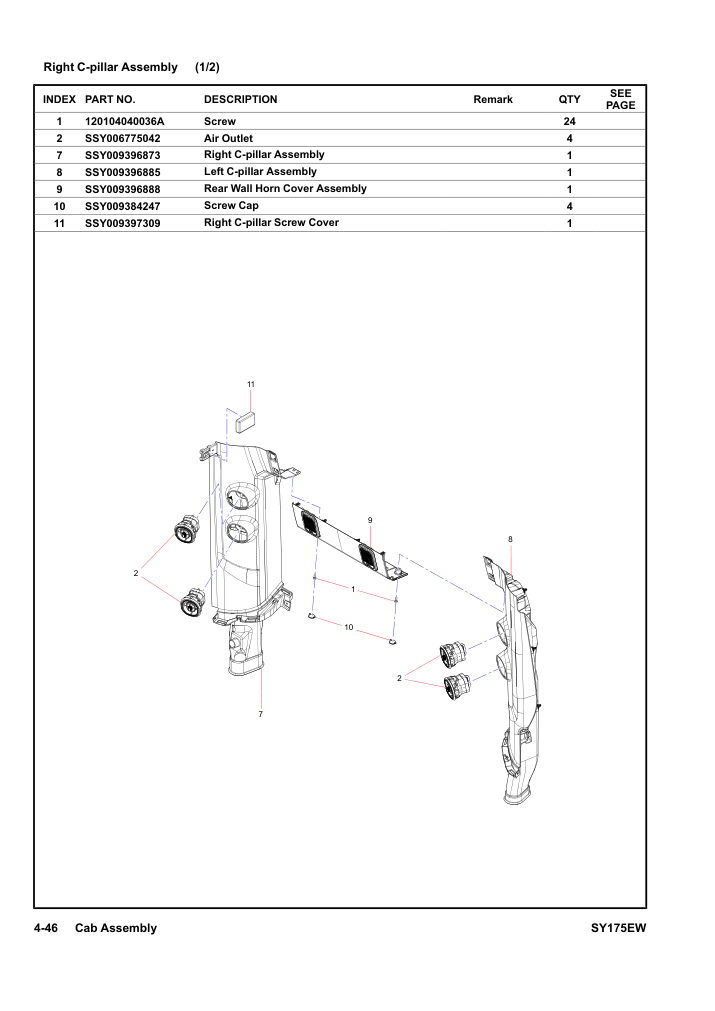 Right C-pillar Assembly