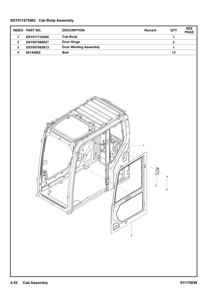 SSY011875962 Cab Body Assembly